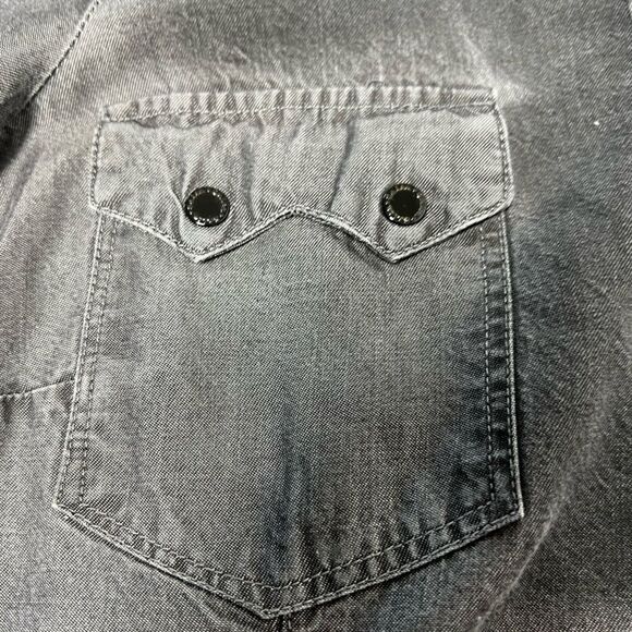 SALSA NWOT Thin Denim Shirt Black Gray Button Down Size XS Long Sleeve - Picture 9 of 16